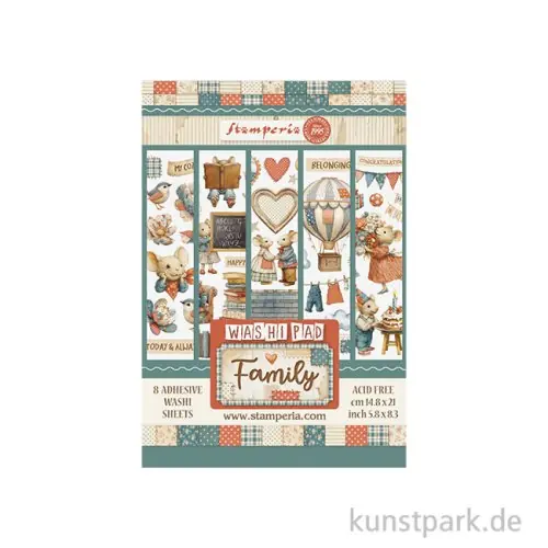 Stamperia Washi Pad - Family, 8 Blatt, A5 Neu