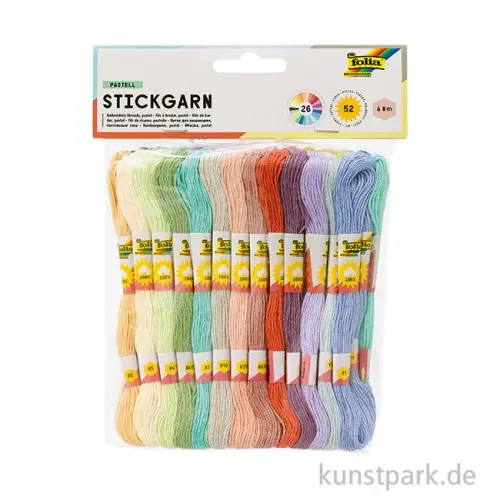 Gratis Versand Stickgarn Pastell Set, je 8 m, 52 Stück in 26 Farben