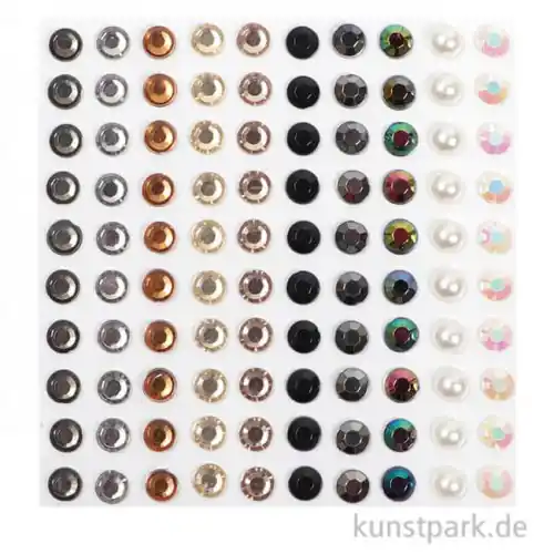 Nur Für Kurze Zeit Strasssteine selbstklebend, Metall- & Perlfarben, 5 mm, 100 Stück