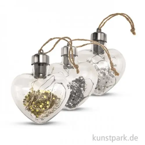 Sofort Bestellen Herz aus Glas mit LED, 8x9x3 cm