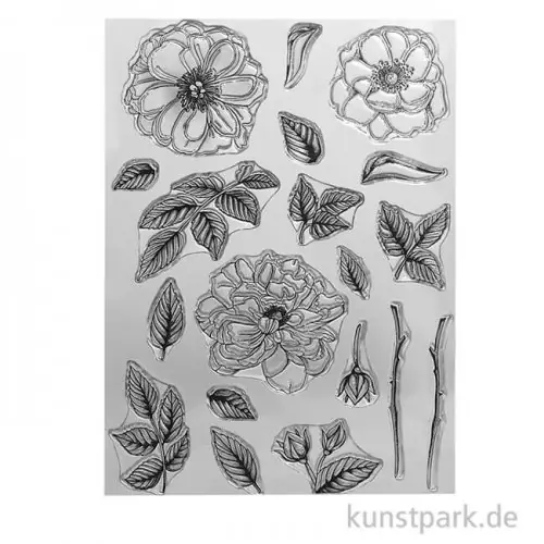 Echt CraftEmotions Clear Stamps - Rosen und Zweige, DIN A5