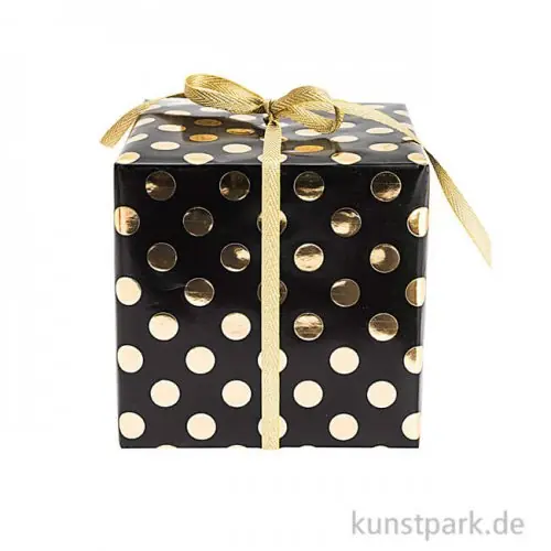 Expressversand Geschenkpapier - Schwarz mit Gold Punkte, 200 x 70 cm