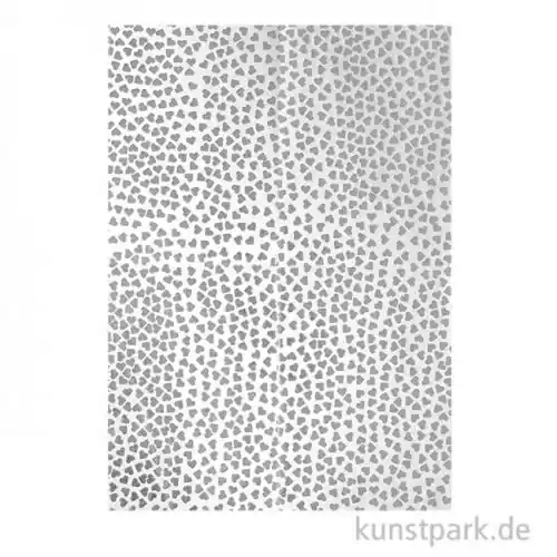 Decoupage Papier - Metallisch Silber Herzen, 3 Stück Preisreduziert