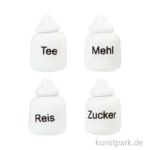 Heißes Angebot Miniatur Porzellan-Vorratsdosen, Weiß, 1,2-1,8 cm, 4 Stück