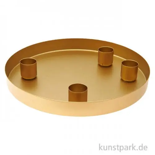 Metalltablett mit 4 magnetischen Kerzenhaltern, Gold Großhandel