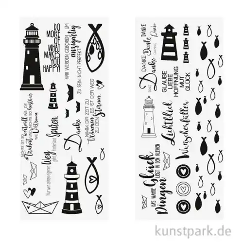 Gleich Bestellen Transferfolie Fische, Boote, Leuchtturm, verschiedene Designs, 2 Bogen