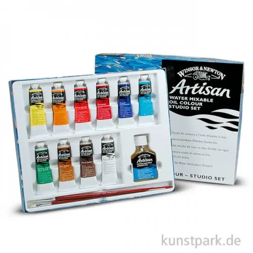 Winsor & Newton ARTISAN Ölfarben Studio Set mit 10 x 37 ml und Zubehör Super-Preis