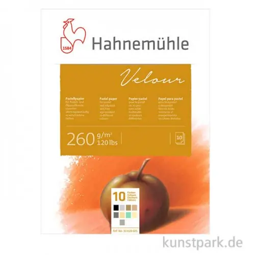 Hahnemühle VELOUR Pastellpapier, 10 Blatt, 260g, 10 Farben Kostenfreie Lieferung