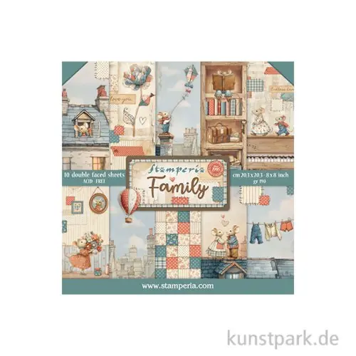 Stamperia Scrapbooking Pad - Family, 20,3 x 20,3 cm Highlight