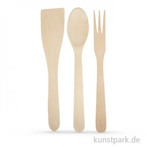Besteckset aus Holz - 3 teilig Neu Im Sortiment