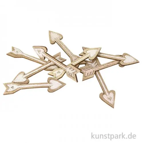 Preisknaller Holz Streuteile - Amorpfeil, Größe 1,8x7 cm, mit Klebepunkt, 9 Stück