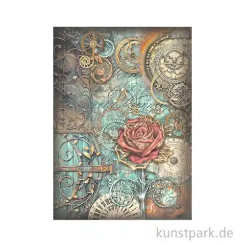 Mega-Angebot Stamperia Reispapier - Sir Vagabond Fantasy World Mechanical Rose, A4