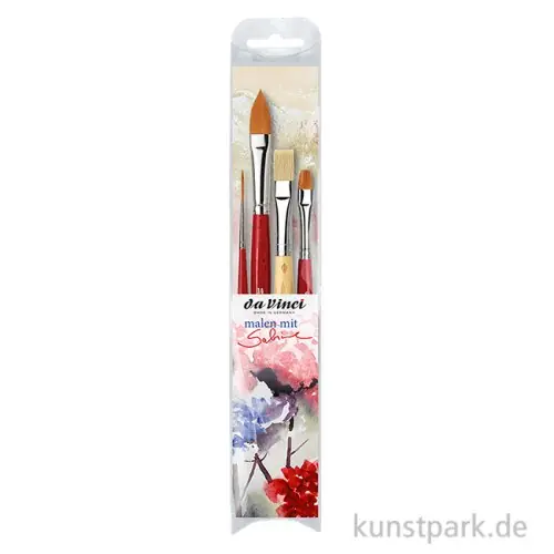 da Vinci Aquarellpinsel Set mit 4 Pinseln - Mal mit Sabine Mengenrabatt