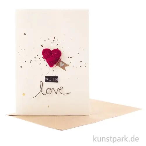 Good old friends - PompPomkarte, Rotes Herz, With love Letzte Chance