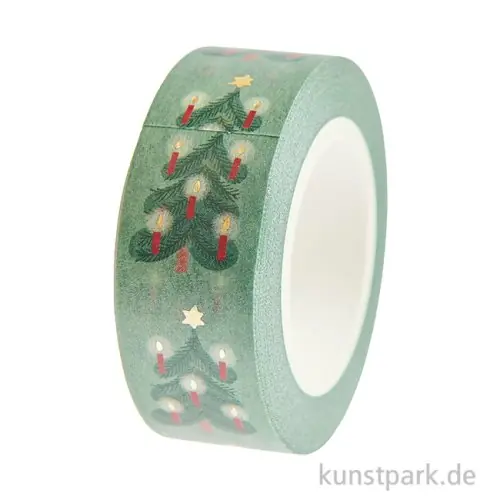 Washi Tape - Weihnachtsbäume, Mint, 15 mm, 10 m Rolle Bestpreis