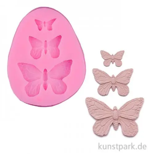 Silikon Gießform - Schmetterlinge, 3 Motive, 7,2 x 5,7 x 0,9 cm Direktkauf