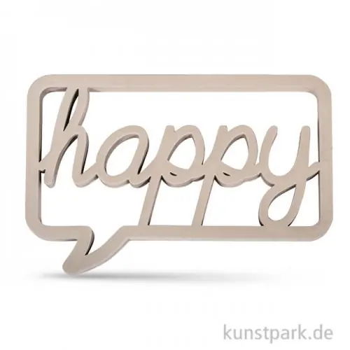 Holzschrift in Sprechblase Happy - Taupe, 10x7x1 cm Hochwertig
