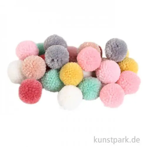 Neuheit Pompon Set aus Garn - Pastell Mix - 24 Stück