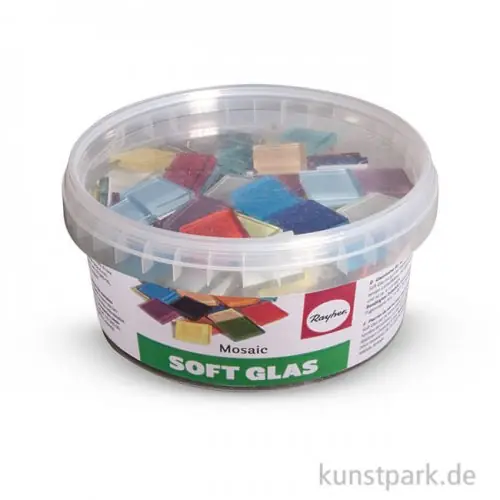 Soft Glas-Mosaiksteine - Bunt, 2x2 cm, 500 g Kostenloser Versand