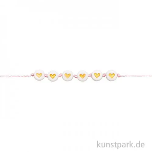 Herz Perlen, Rund, Weiß / Gold, 165 Stück Geprüft