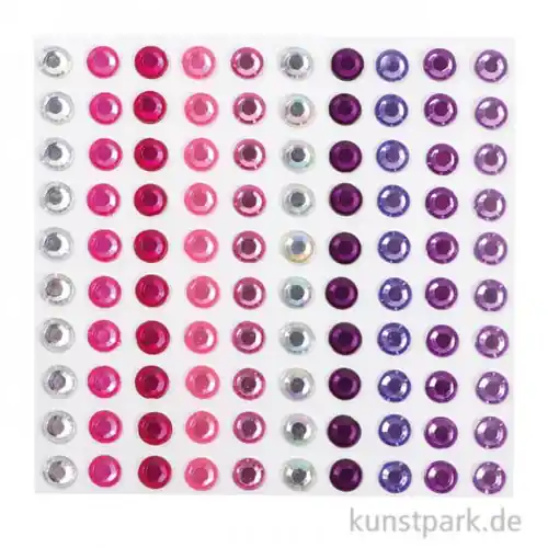 Strasssteine selbstklebend, Pink & Lilatöne, 5 mm, 100 Stück Gratis Versand