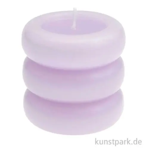 Stumpenkerze - Ringe, Flieder, 7 x 7 cm Expressversand