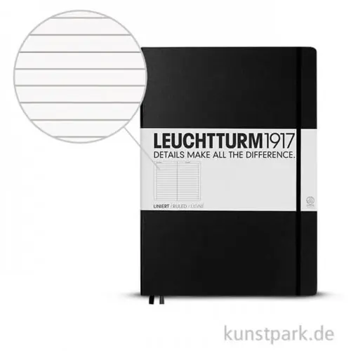 Leuchtturm Notizbuch Hardcover - Schwarz - Liniert Aktuell