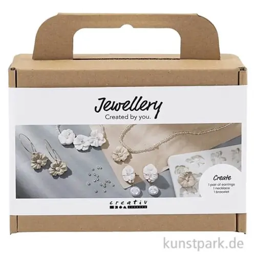 Mini Bastelset Schmuck, Blumen, Beige, Weiß Sale