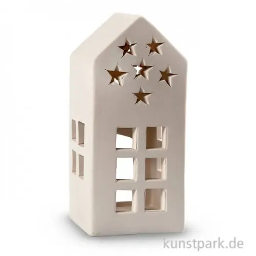 Häuschen als Teelichthalter aus Terracotta, Höhe 16 cm Top-Qualität