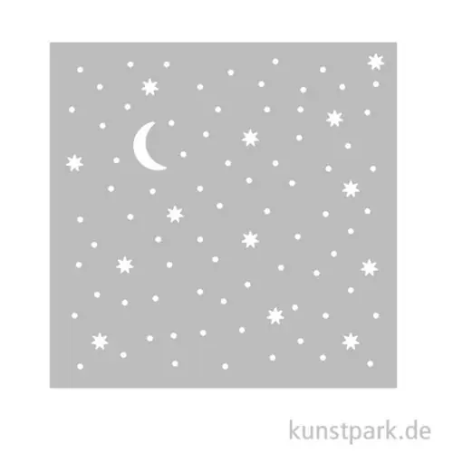 Abverkauf Stamperia Schablone - Alice in Christmas Stars and Moon, 12 x 12 cm