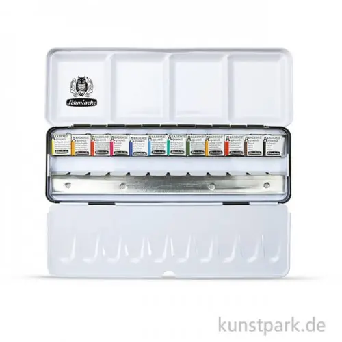Schmincke AKADEMIE Aquarellkasten mit 12 halben Näpfchen und 12 Reserve Finale Aktion