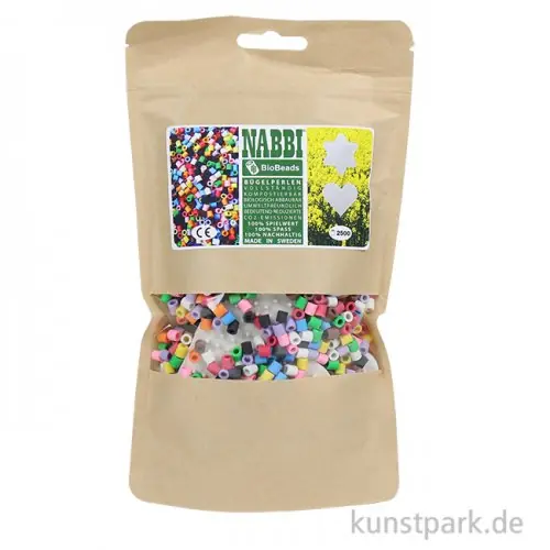 Neuheit NABBI BioBeads, 5 mm, 2500 Stück + 2 Platten, 10 Farben Mix