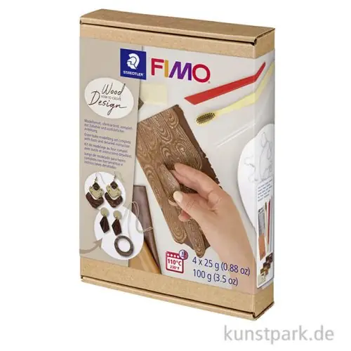 Exklusiv FIMO Modellierset mit 4 x 25 g + Zubehör - Wood Design