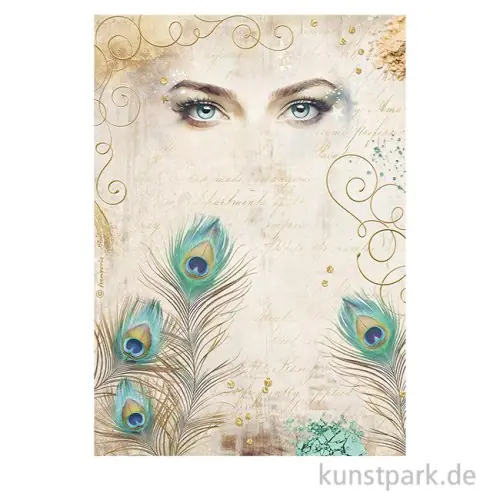 Stamperia Reispapier - Masquerade Eyes and Feathers, DIN A4 Mega-Angebot