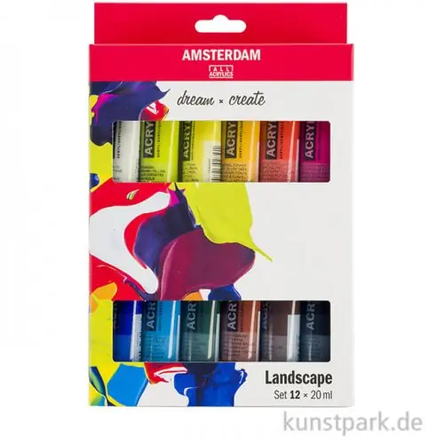 Preisreduziert Talens AMSTERDAM Acrylfarben Set mit 12 x 20 ml - Landschaftsfarben