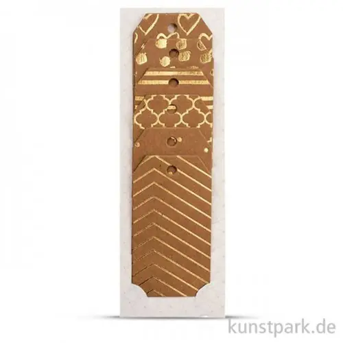Gratis Versand Geschenk-Anhänger aus Karton Gold, 9x4 cm, 18 Stück sortiert