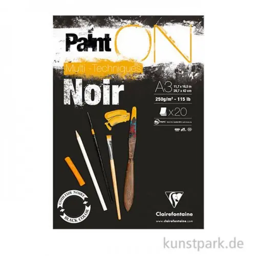Top-Preis Clairefontaine Paint'ON Papier - Noir, 250 g, 20 Blatt