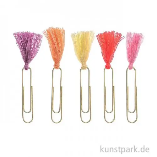 Neue Ware Büroklammern mit Quaste - Frühling, 5 Stück