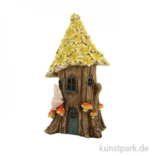 Schnäppchen Miniatur Baumhaus mit Blütendach für Feen 31 cm