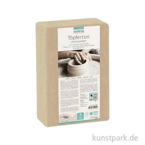 Töpferton unschamottiert, 5 kg, Weiß Sale