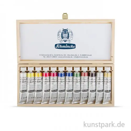 Wochenendangebot Schmincke Calligraphy Gouache Holzkasten, 12 x 20 ml