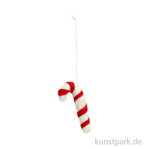 Hochwertig Weihnachtshänger Zuckerstange aus Filz, Rot / Weiß, 3 x 7 x 1 cm