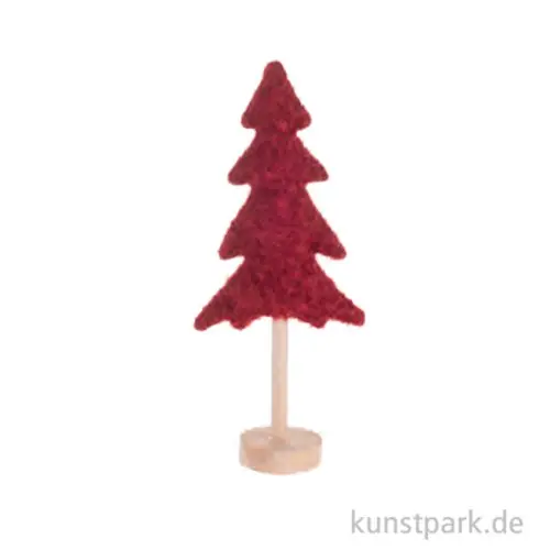 Deko Tannenbaum Plüsch mit Holzständer, Rot, 14 x 7 x 34 cm Großhandel
