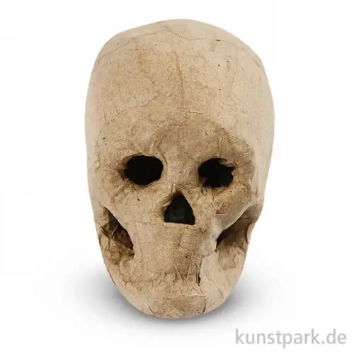 Pappmaché - Totenkopf, handgemacht, Höhe 10 cm Kostenloser Rückversand