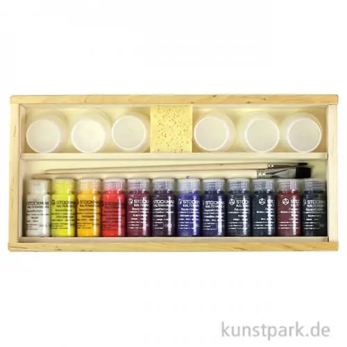 Rabatt Stockmar Aquarell im hellen Holzkasten mit 12 Farben und Zubehör
