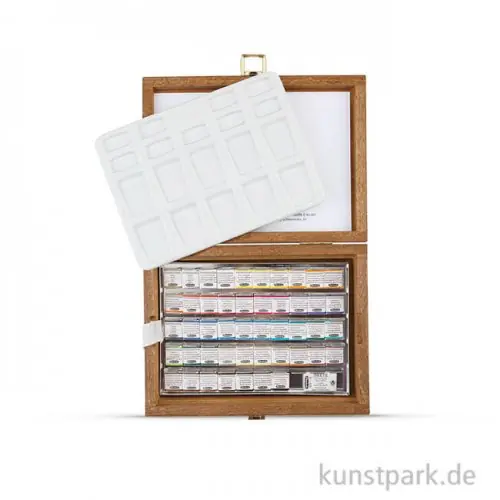 Echt Schmincke HORADAM Aquarell Holzkasten mit 48 halben Näpfchen