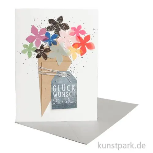 Zertifiziert Good old friends - Blumenstraußkarte, Glückwunschblümchen