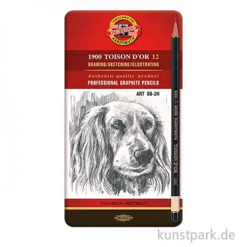 Koh-I-Noor TOISON DOR ART, 12 Graphitstifte im Metalletui 8B-2H Sonderangebot