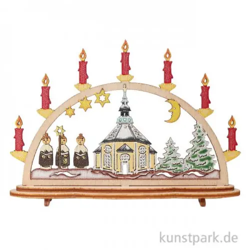 Finale Aktion Miniatur Schwibbogen mit Kirche, Holz, 5 x 3,5 cm