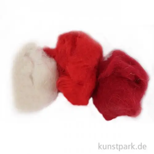 Schafwolle - Rot-Mix, 3x10g sortiert Kostenloser Rückversand